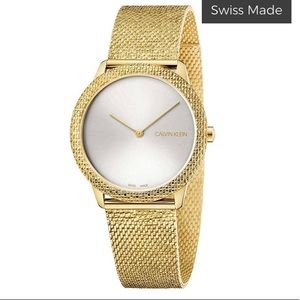 Calvin Klein Mesh Minimal Gold Watch